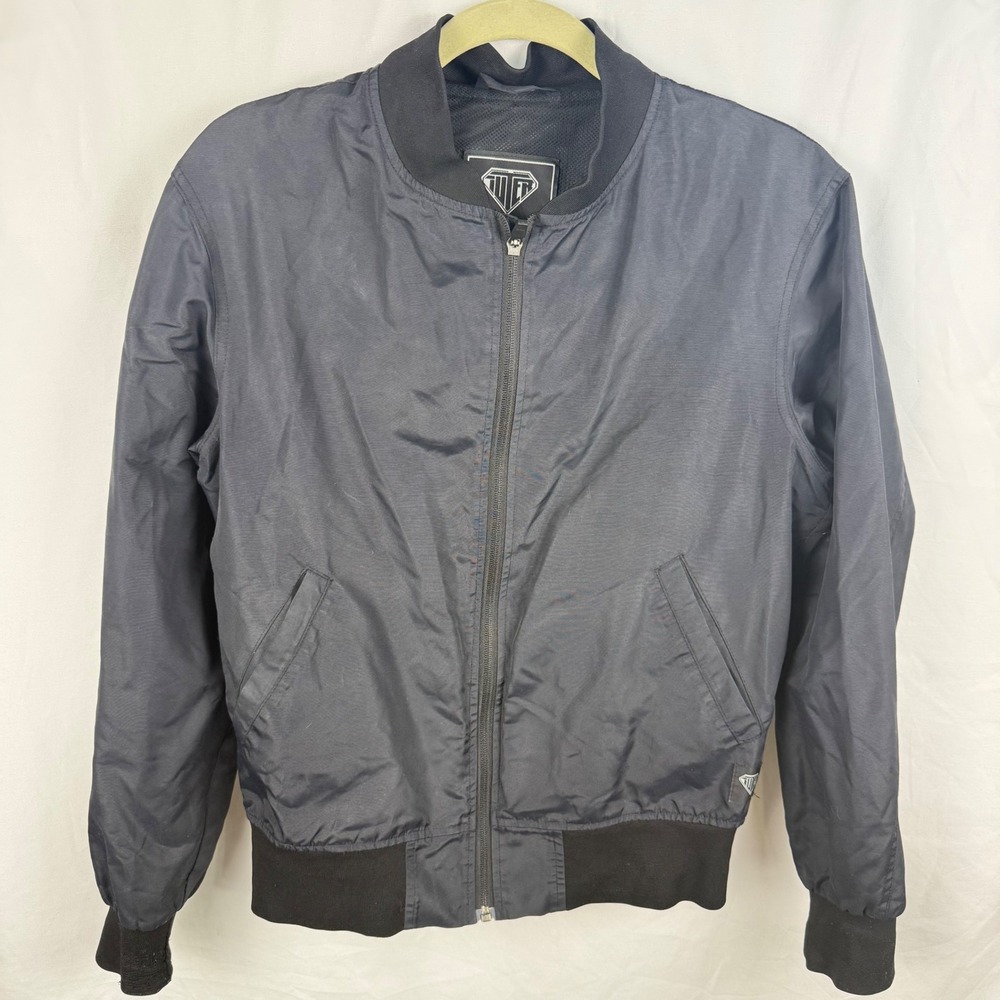 Iuter Black Nylon Men's Bomber Jacket Small Mesh Lining Lightweight Minimalist
